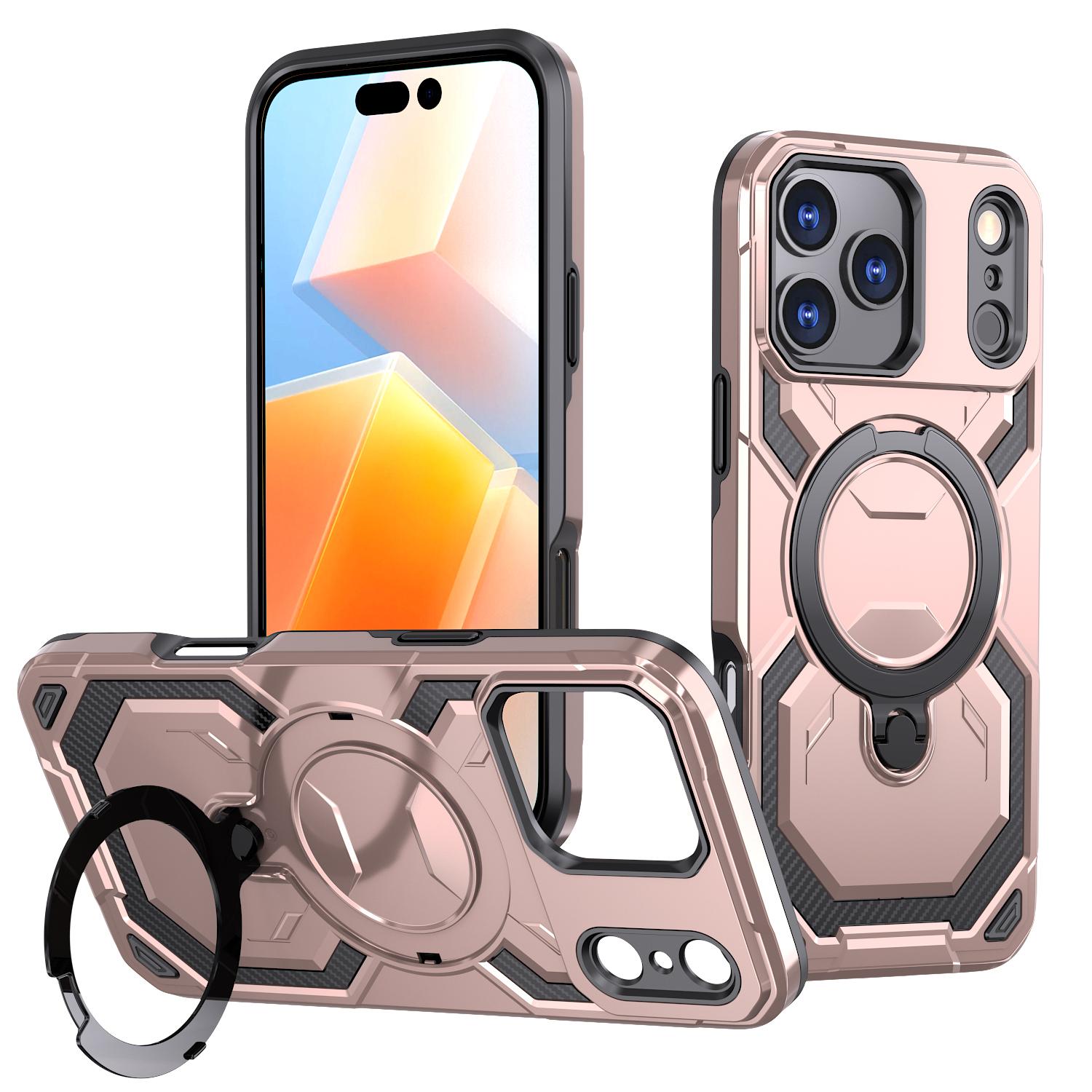 

Luxury For Wireless Charging Magnetic Armor Case For iPhone 17 Air 16E 16 15 14 13 12 11 Pro Max Plus Ring Stand Cover iPhone 15 Pro Max рожевий