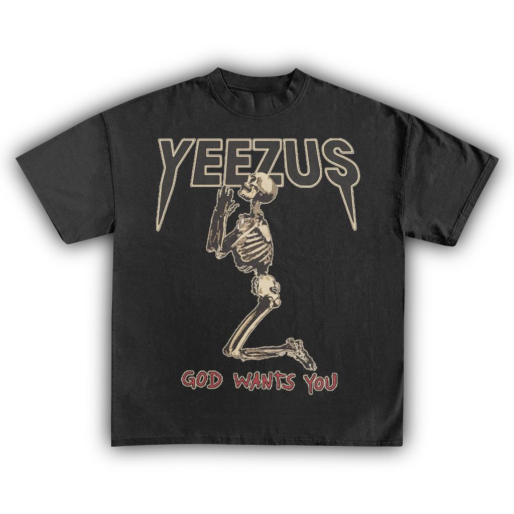 Yeezus Kanye West American Rapper Cotton T-shirt Women Unisex Fans Essentials Short Sleeve Retro Tops Summer Vintage Oversized