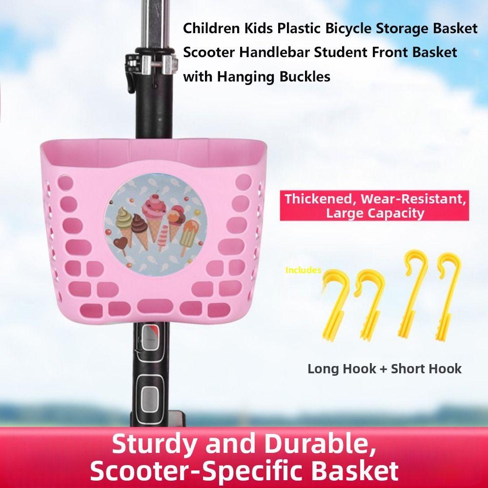 Cartoon Patten Bicycle Storage Plastic Student Front Basket  Bike Accessories