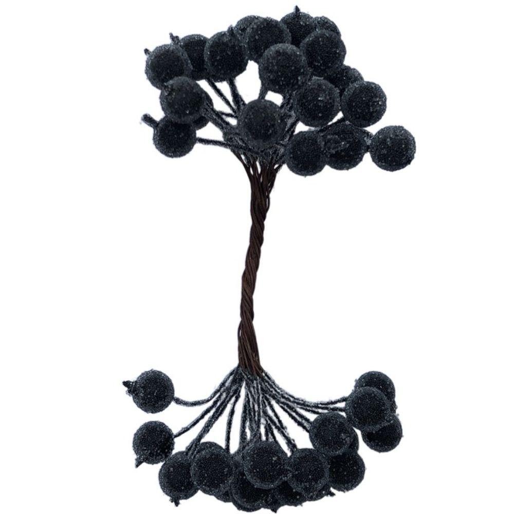 

5 Пучков Двойные Головки Матовые Искусственные Ягоды Проволочный Цветочный Стебель Венок Аксессуары Вечеринка чёрный