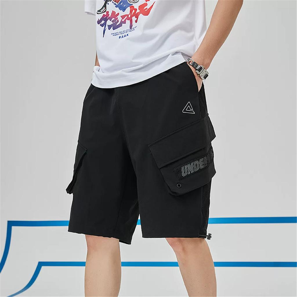 Peak Sports Shorts Men's 2025 Summer Woven Pants Loose Casual Black Shorts Beach Men's Pants