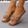 Large Size Women's Slippers New Summer Outer Wear Rivet Inlay Square Head Flat Bottom Sandals Women