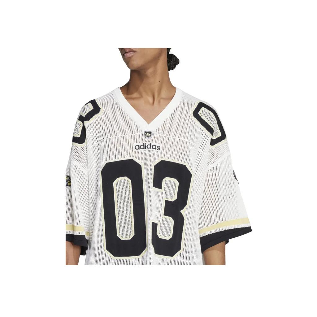 adidas Originals Maglietta Digitale con Logo a V Manica Corta Larga Uomo Top Bianco JX1699