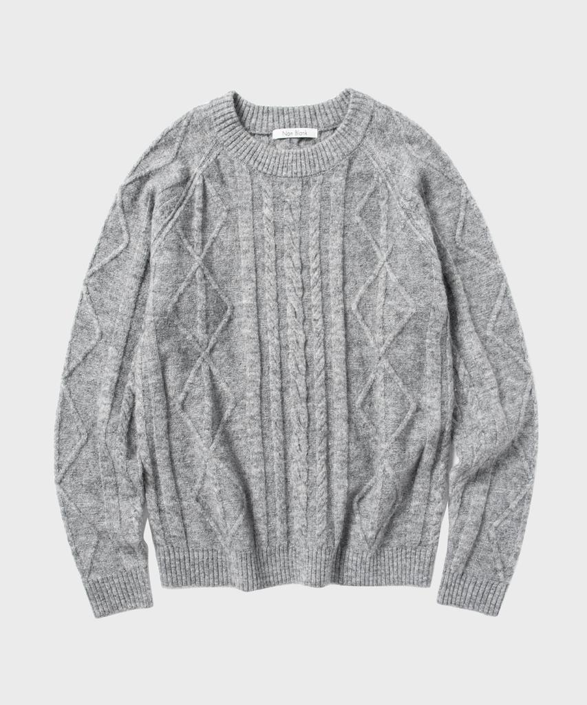 NONBLANK Cable Texture Round Knit_Melange Grey