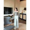 Kumikumi Pure Desire Style Sloping Shoulder Slim Fit Slimming T-shirt Women Summer Elegant High Waist All-Match Casual Pants Two-piece Set
