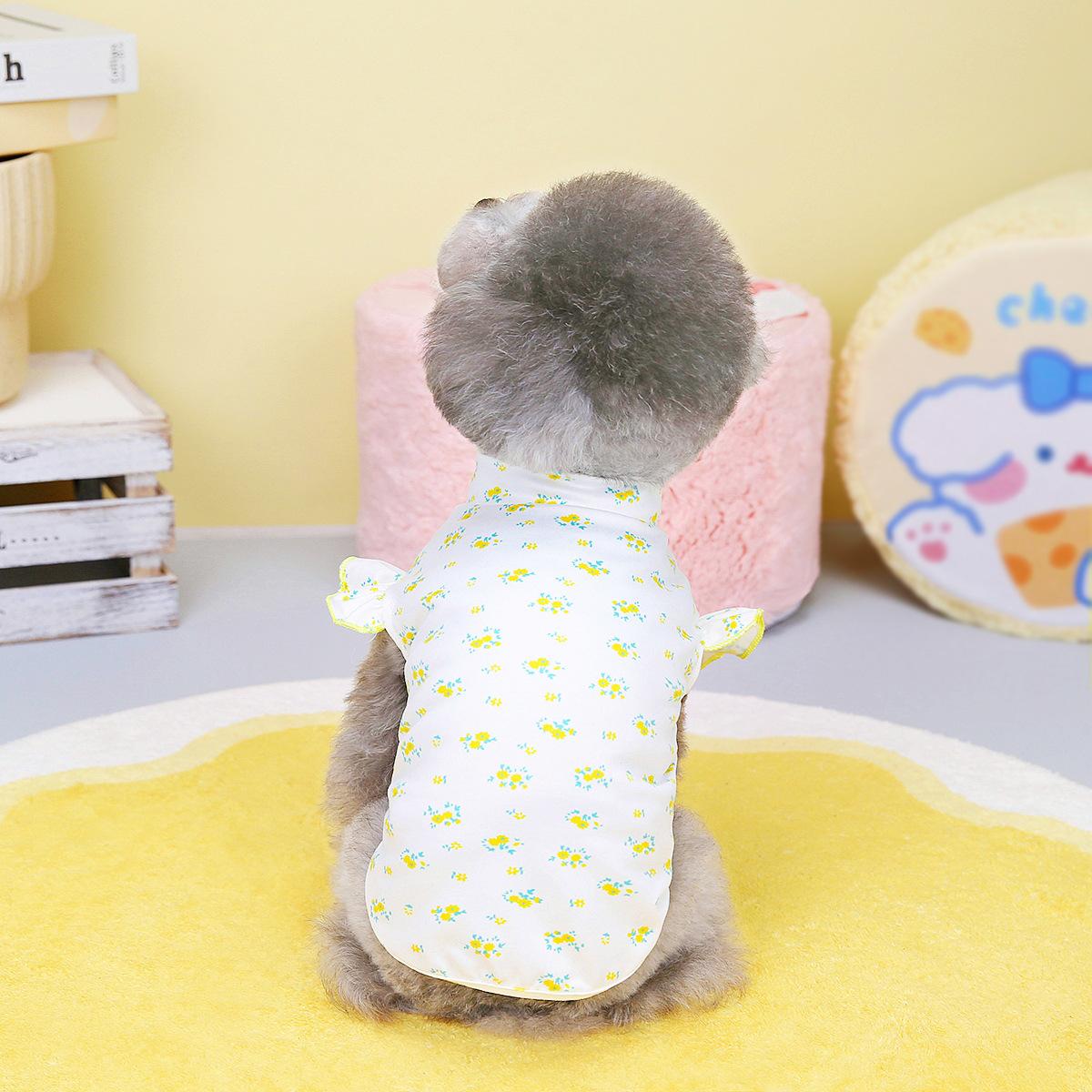 

Весенне-летняя новая модная маленькая свежая одежда для домашних животных с летающими рукавами, одежда для собак, Тедди, применимая одежда для собак S жёлтый