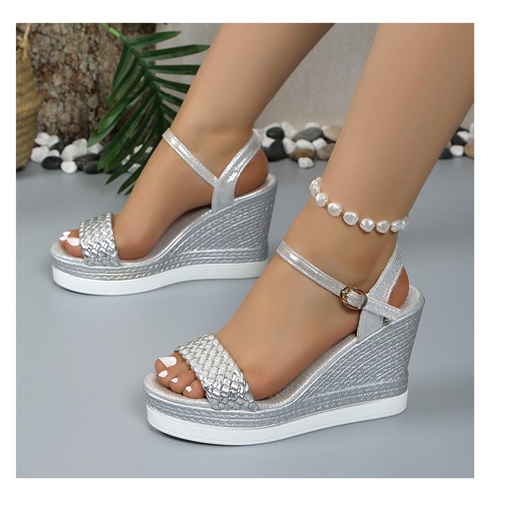 

Новые женские босоножки Летние туфли на платформе Высокие каблуки Серебряные туфли на танкетке London Shoes Platform Luxury Sandals 35 серебряный