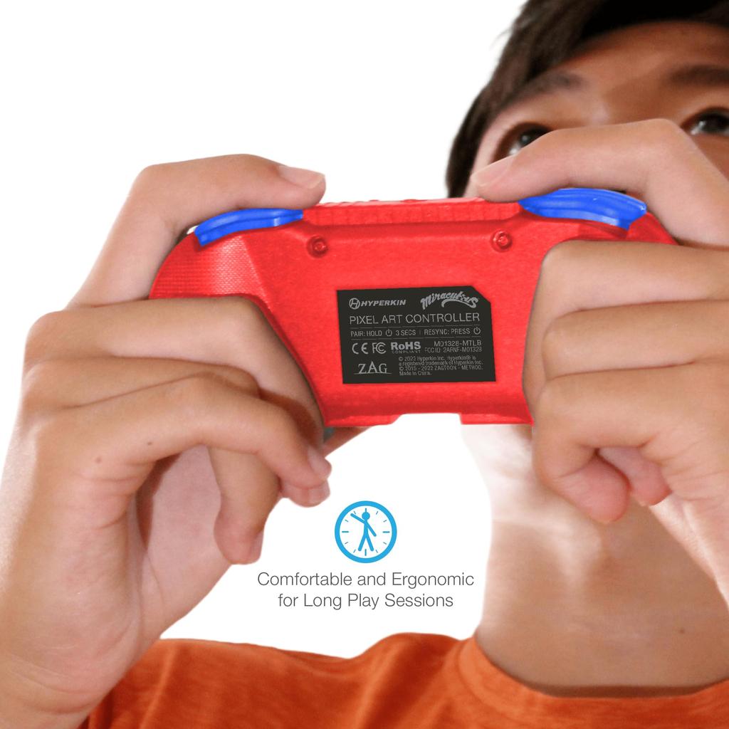 Hyperkin Pixel Art Bluetooth Wireless Game Official Miraculous Ladybug Retro Special Turbo Function Compatible with Nintendo Switch and iOS