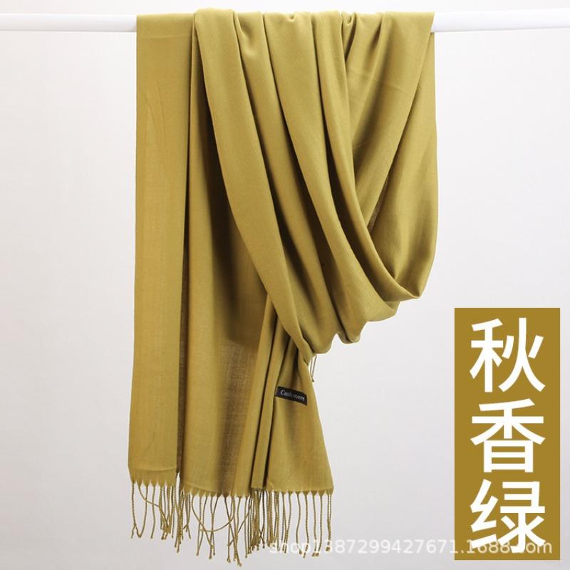 Solid color cashmere bristle scarf women's autumn and winter warm versatile gift shawl factory