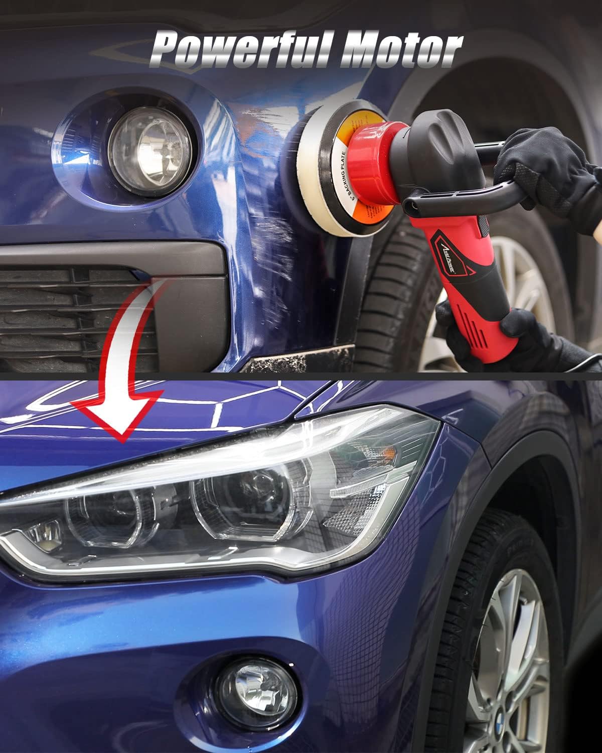 

5-inch/6-inch Dual Action Polisher with 6 Speeds, 4-Piece Pad Kit for Car Detailing United States