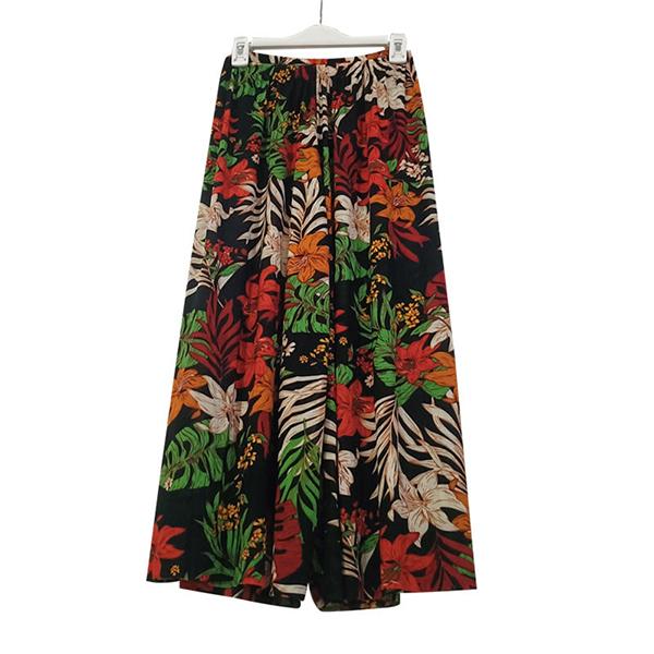 WTEMPO Kvinner Vår Sommer Høst Stor Størrelse Elastisk Høy midje Bred Ben Culottes Løse Uformelle Blomstertrykt Tynne Cropped Bukser