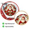 Christmas Party Glass Decorations Round Window Sticker, Stained Style, Removable Static Film Cling, Santa Claus Tree PVC Decal for Holiday Home Decor