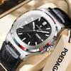 Square Wristwatch For Men Luminous Waterproof Week Calendar Luxury Clock Leather Quartz Fashion Watches Reloj