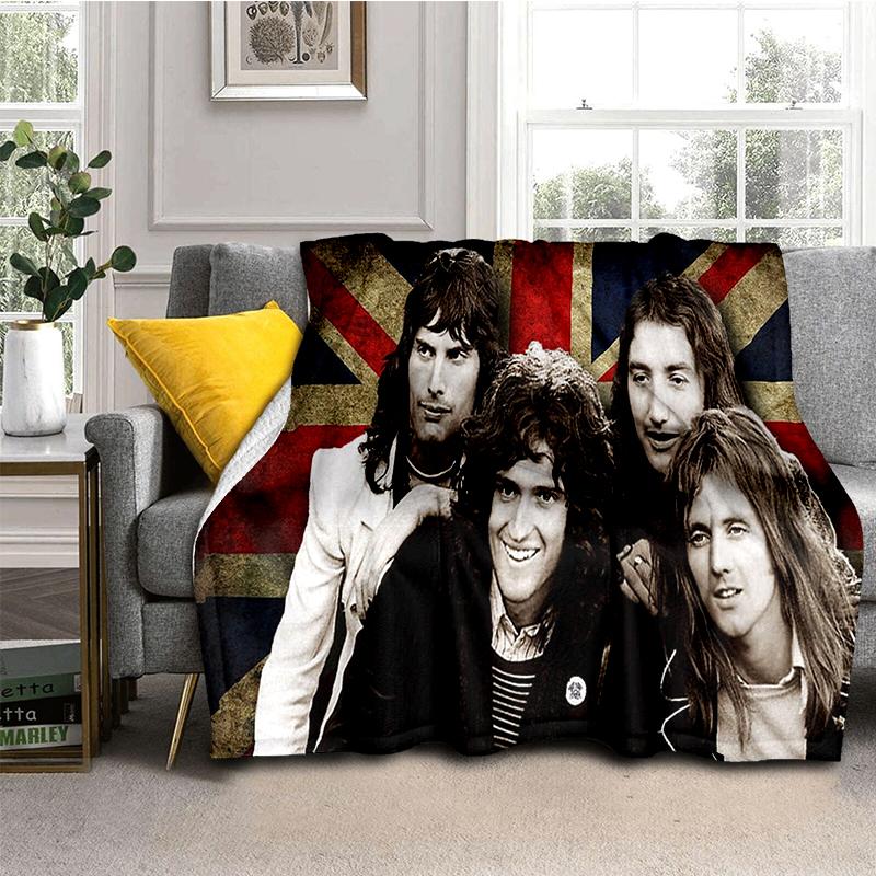 2025 Classics Queen-Rock-Band Freddie Blanket,Soft Throw Blanket for Home Bedroom Bed Sofa Picnic Travel Office Cover Gifts Kids