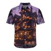 Men's Halloween Print Vintage Button Down Cardigan Shirt - Loose Fit Breathable Summer Casual Streetwear Top