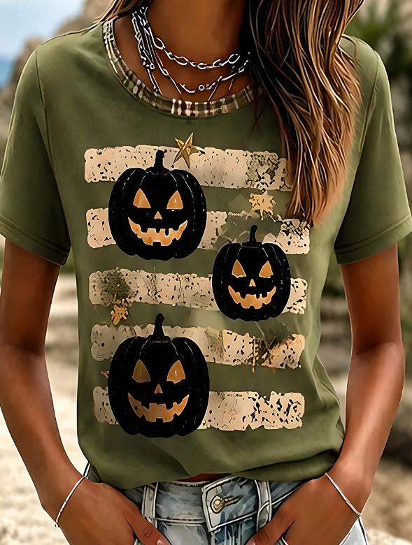 Fashion Women Retro Creative Halloween Print T Shirt Funny Casual O-neck Short Sleeves T-shirt Summer Female Tee Shirt Halloween Limited Edition