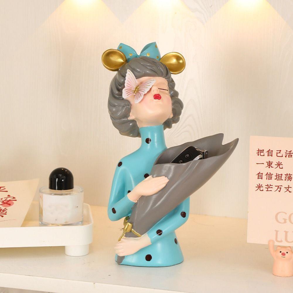 Elegante Blumenmädchen-Statue Handgefertigte Mädchen-Vasen-Dekoration Moderne Schmetterlingsmädchen-Skulptur Schlafzimmer
