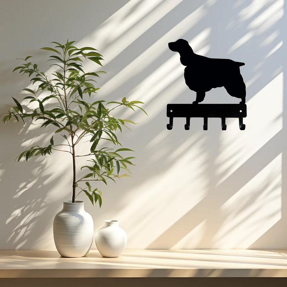 English Springer Spaniel - Nyckelhållare & Hundkoppelhängare Halldekoration Hemmet Tolvtumsväggkonst Hund