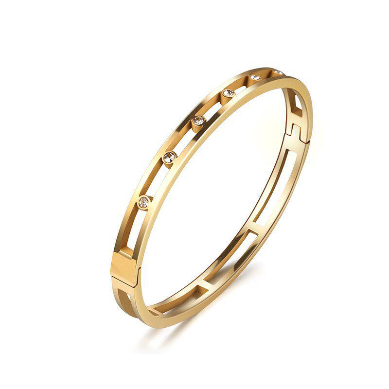 Bracelet de Luxe en Acier Inoxydable pour Femme: Titane Électroplaqué, Sertissage Diamants Complet, Style Européen-Américain