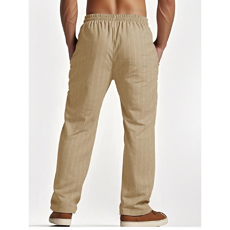 2026 casual versatile striped cotton-linen loose breathable fashion sports men's pants