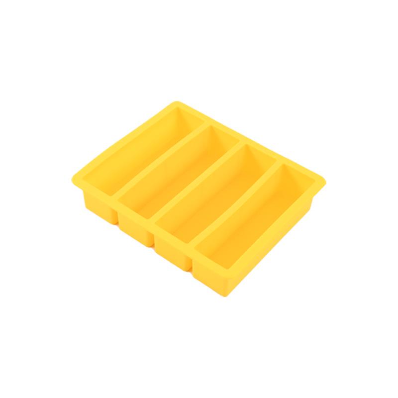 

Customizable Food Grade Silicone Ice Tray with Four Long Compartments No Lid жовтий