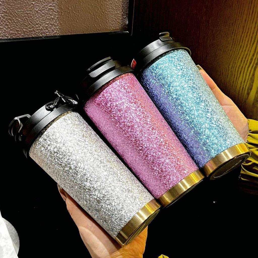 Sparkling Thermos Cup Stainless Steel Hot Drink Water Glass Large Capacity Beverage Cups Milk Tea Coffee Latte Cold Drink Mugs