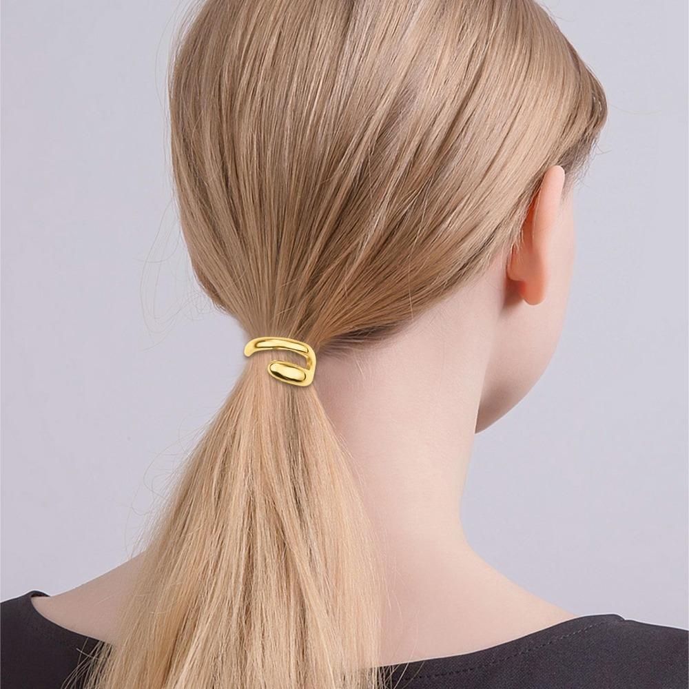 3Pcs Gold Gold Hair Cuffs 1 Inch Long Hair Ponytail Hair Accessories Ponytail Cuff  for Women