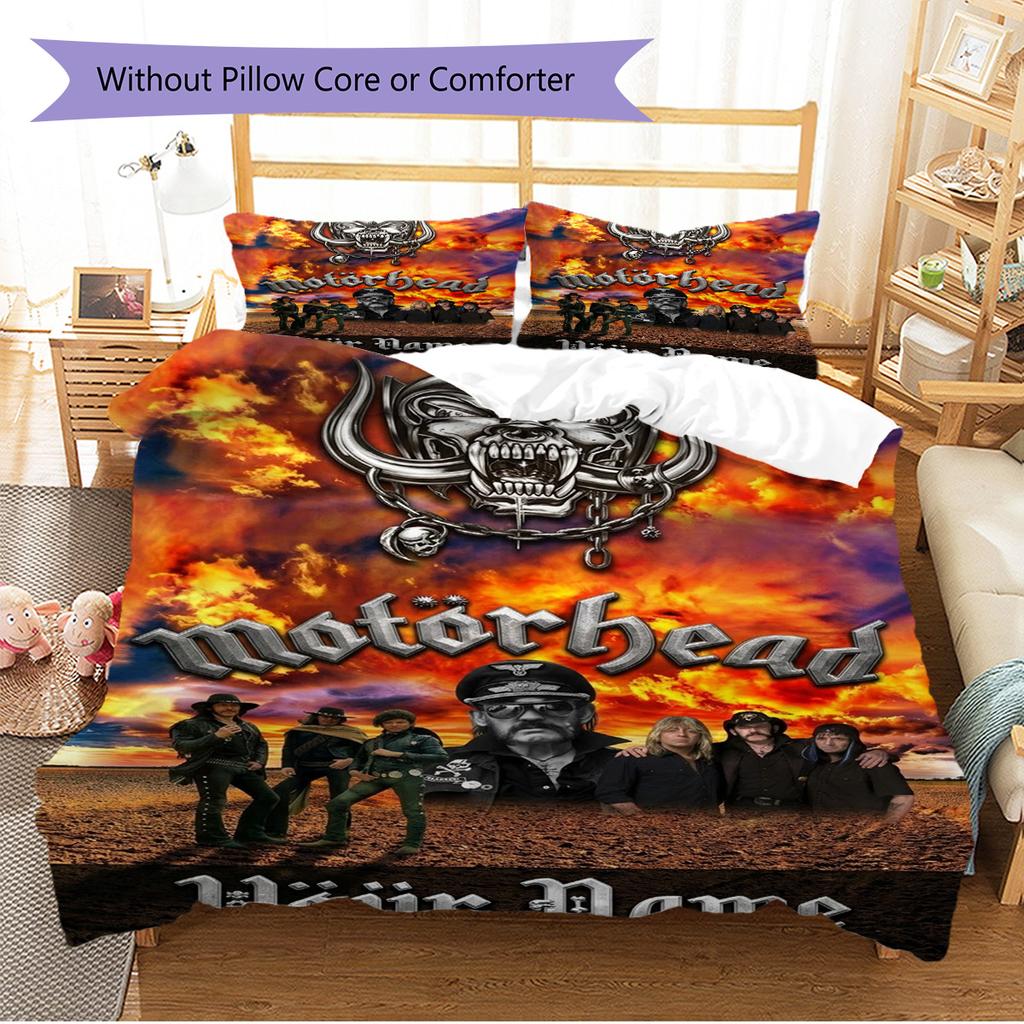 Name Custom Motörhead Pattern Bedding Set Quilt Cover Pillowcase Home Decor Gift (1 * Duvet Cover + 2 * Pillowcase, Without Core)