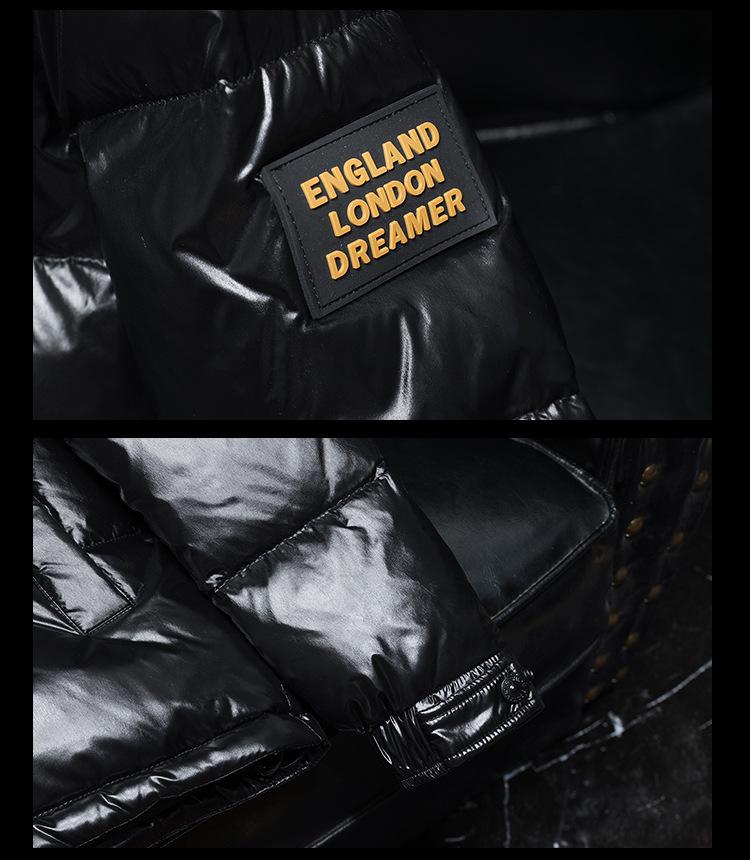 2025 Men's Winter Trendy Glossy White Duck Down Hooded Jacket