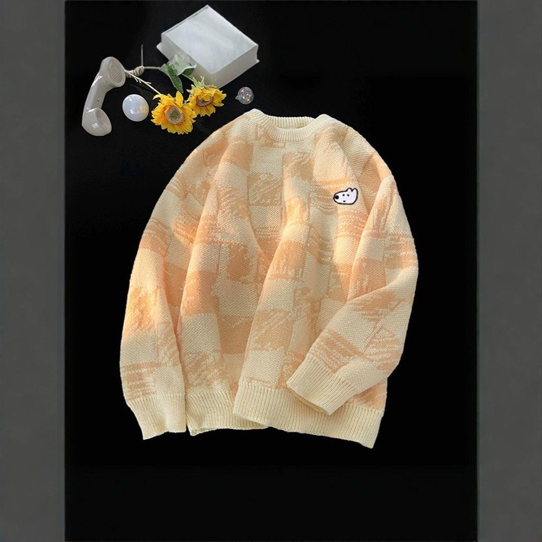 

Adorable Japanese-Style Puppy Cartoon Embroidered Knitwear for Couples - Unisex Soft Sweater for Autumn/Winter XXL синій