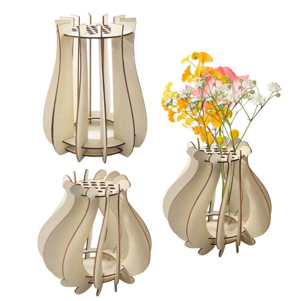 DIY Craft DIY Flower Vase Assemble Kit Wooden Vase Kit Bouquet Vase Office Decor