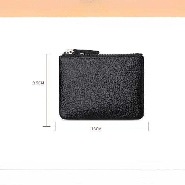 Black Genuine Leather Coins Purse Men Women Mini Zipper Wallets Small Purses Female Purses Casual Card Holder Key Storage Bag