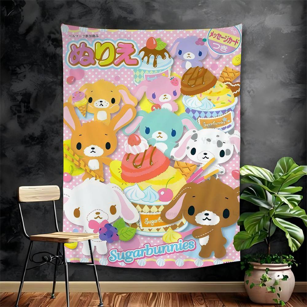 Sugarbunnies Anime Kawaii Movie Anime Tapestry Hanging Tarot Hippie Wall Rugs Dorm Home Decor