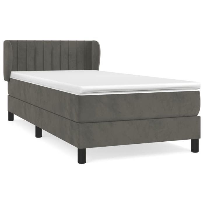 VidaXL Lit à sommier tapissier avec matelas Gris foncé 100x200 cm - Modèle 3127596