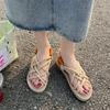 Fashion Comfort Shoes for Women Cross Breathable Flat Sandals Strappy Heels Cross-Shoes Anti-Skid Without  Beach Girls Scandals Slipper