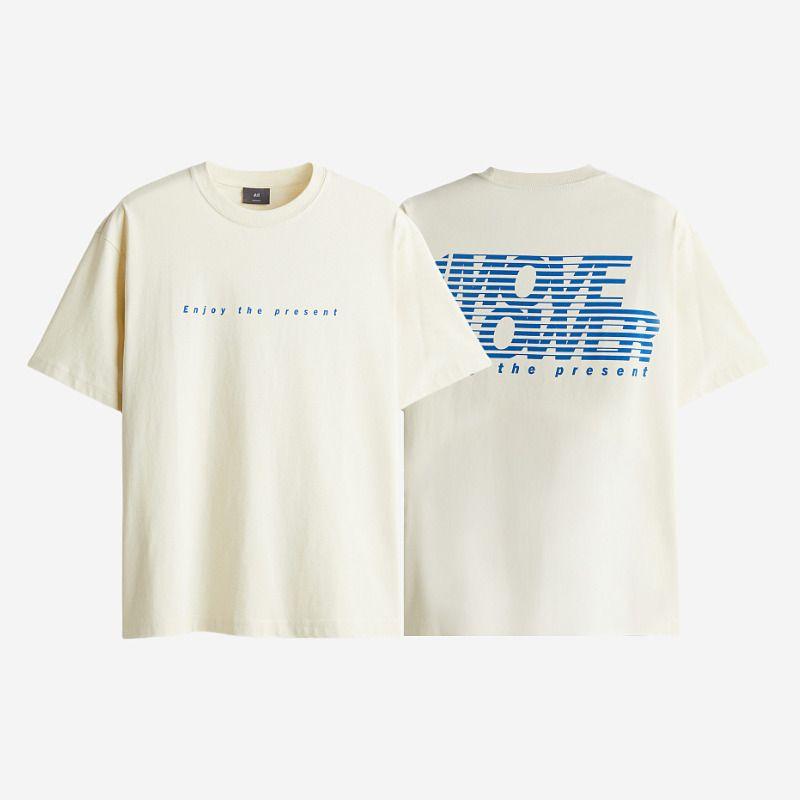 

Мужская и женская футболка HM Летняя с графическим принтом в виде букв, с круглым вырезом, с коротким рукавом, повседневная, мягкая, 100% хлопок, пальто 0967955 Yellow/Enjoy the Present 165/84(XS)