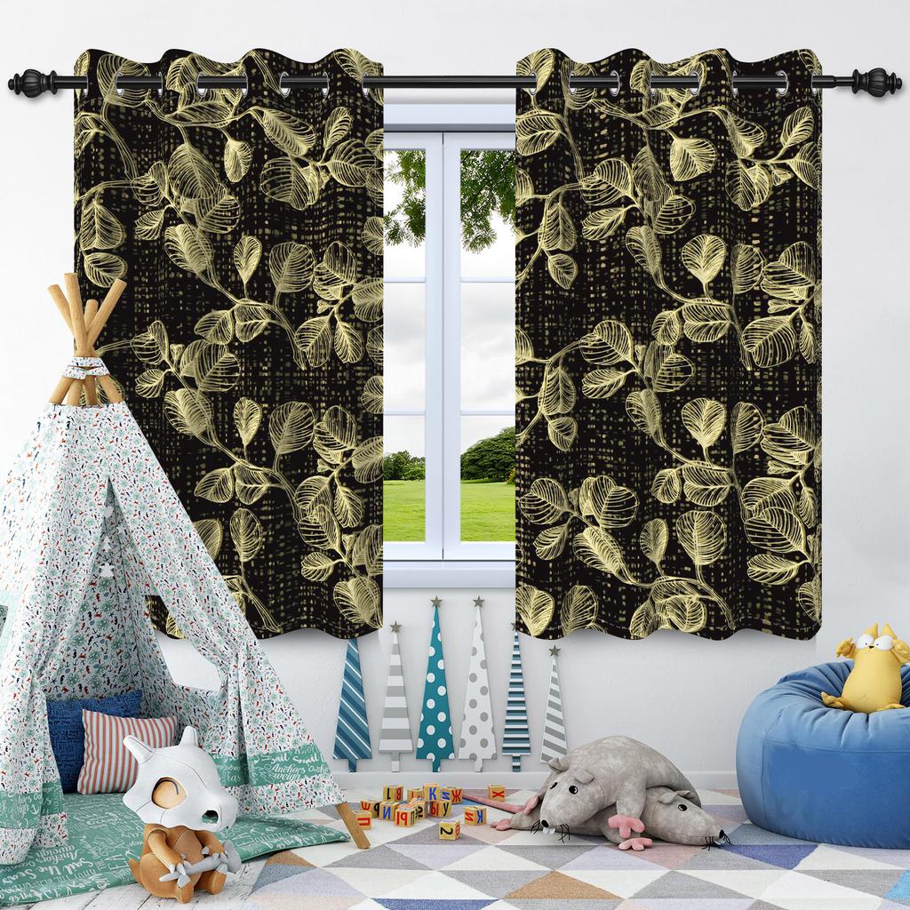 2pcs Luxury Boho Flowers Window Curtains for Home Bedroom Living Room Drakening Heat Insulation Noise Reduction Blackout Drapes