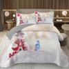 Copriletto Buon Natale, Set Copriletto Pupazzo di Neve Kawaii Queen/Full per Camera da Letto Bambini Ragazzi Ragazze, Set Piumino Tema Natale Cartone Animato