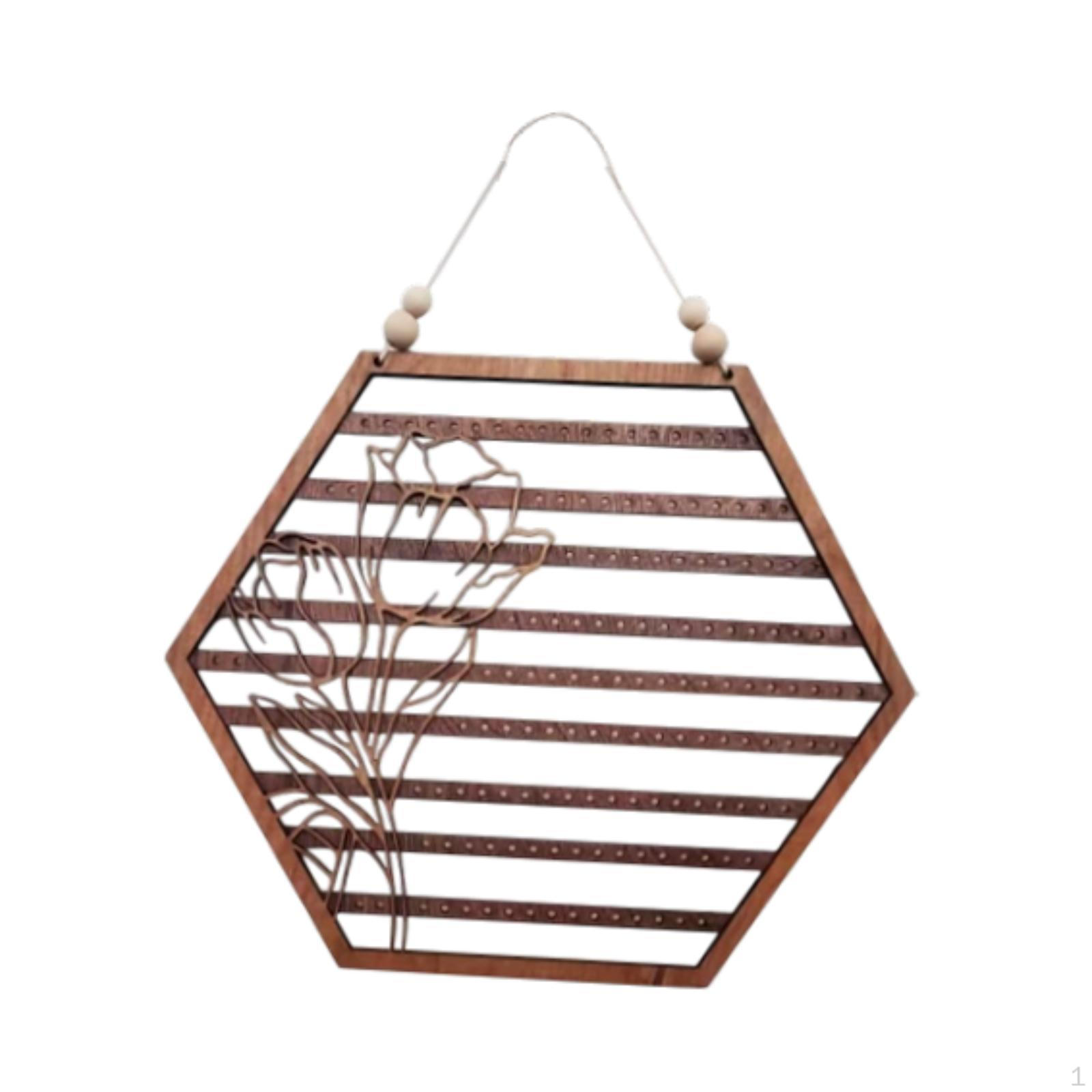 

Подвесной держатель для серег Органайзер для украшений Деревянная настенная вешалка для Hexagon