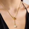Women Simple Long Tassel Pearl Pendant Necklace Luxury Adjustable Sweater Chain
