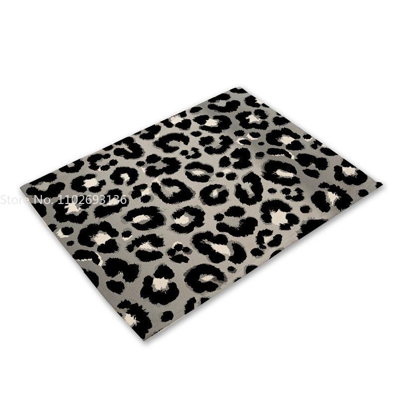 Anti-scalding Table Mats Leopard Print Linen Placemats For Kitchen Table Cup Coasters Placemat For Dining Table