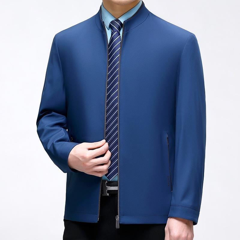 

Пиджак из шелка Mulberry класса люкс для мужчин среднего возраста, свободный деловой повседневный топ с воротником-стойкой, тонкая мужская куртка на весну и осень 205