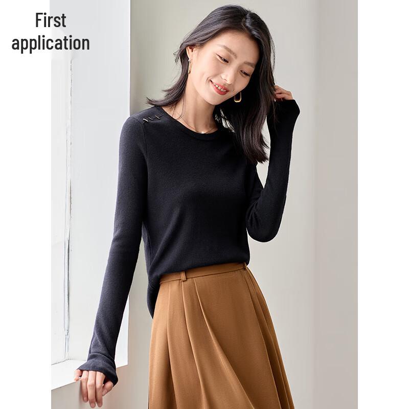 Chushen Women's Wool Blend Round Neck Knit Sweater