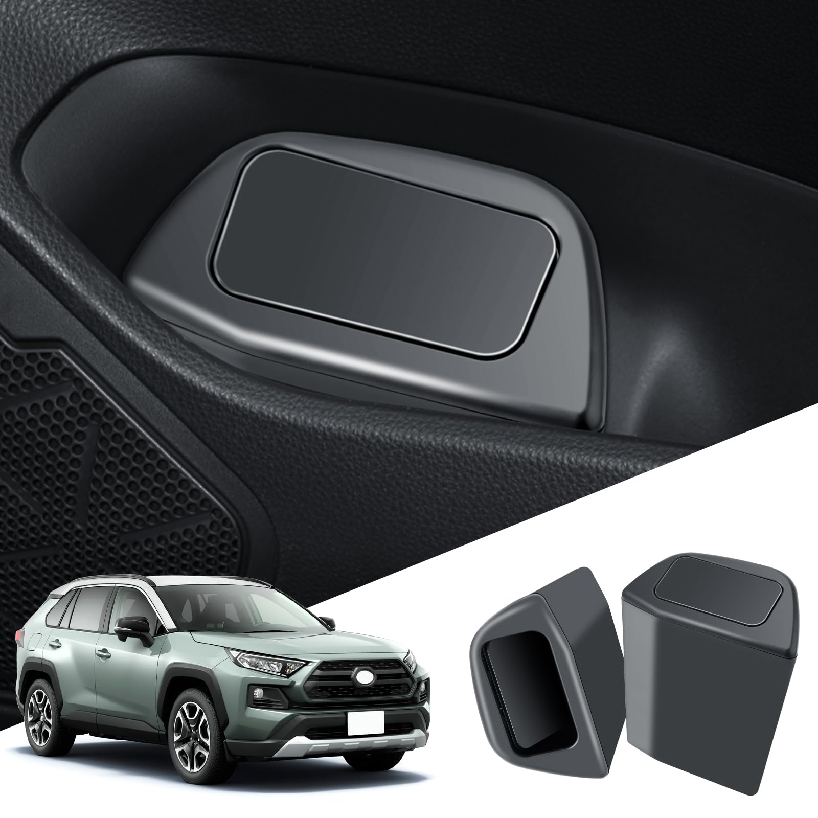 

Мусорные ведра ECOZEN для Toyota 50 Совместимые с новым RAV4 Автомобильное хранение Хранение мелких предметов RAV4 Adventure Мусор Автомобиль ABS Черный Набор из 2 штук Боковые двери