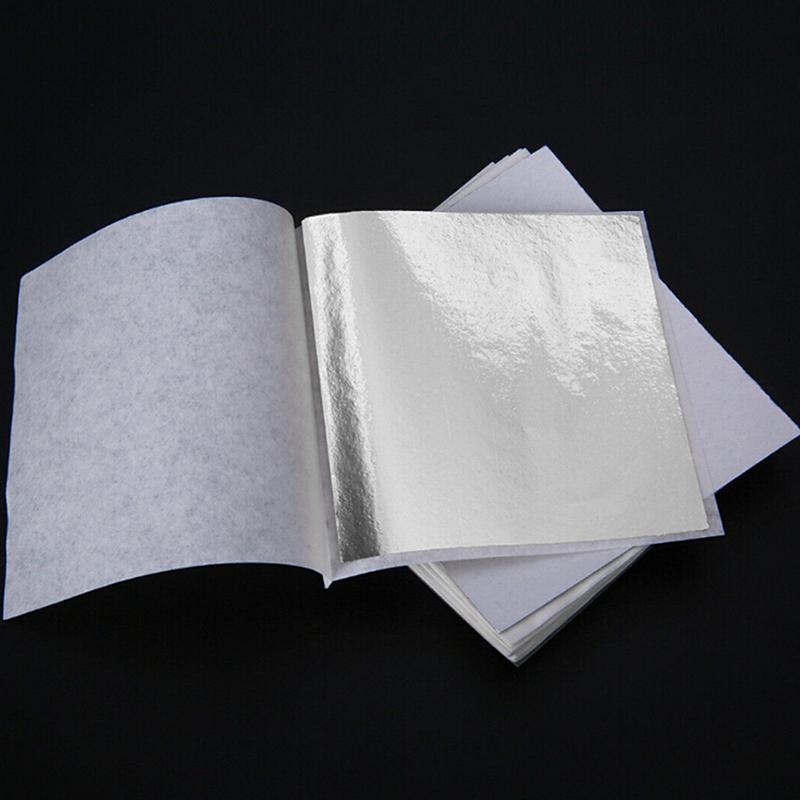 100 Fogli Foglia Oro Puro 24K Doratura Anti-Invecchiamento Per Decorazioni Alimentari Fatto a Mano Scrapbooking Artigianato Ornamento 80X85Mm