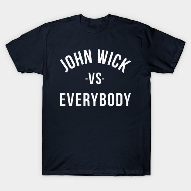 

Men Black Print T-shirt John Wick Vs Everybody No-Cut Transfer Paper Print Cotton Tshirt 4XL Темно-синій