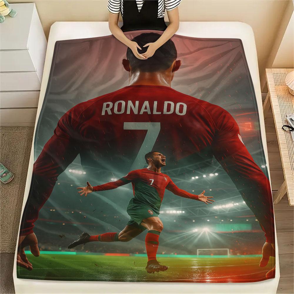 1PC CR7 Cristiano Ronaldo Patterned Flannel Blanket Suitable For All Seasons for Home Decor Warmth and Comfort Gifts Holiday Present