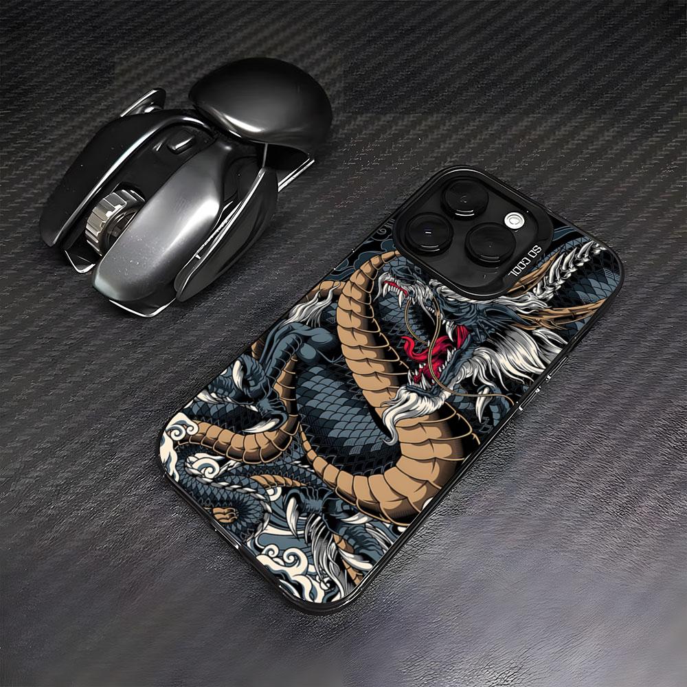 

Art Dragon Phone Case For IPhone17 Air 16 15 14 Plus 13 12 11 Pro 7 8 XS Max XR Silver Black Bumper Case iPhone17