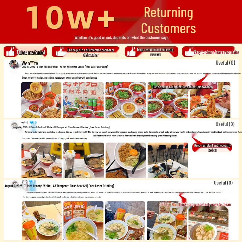 A8 Two-Color Melamine Noodle Bowl - Commercial-Grade Soup and Mala Tang Bowl for Restaurants and Catering