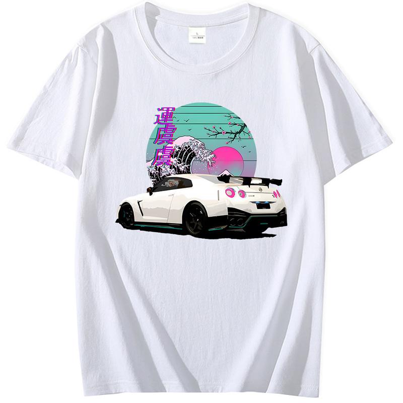 Anime Initial D T Shirt For R35 Skyline GTR Vaporwave JDM Legend Car Print Shirt Men Short Sleeve 100% Cotton Graphic T Shirt